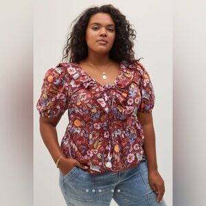 Whimsical Ruffled Tie-Front Blouse by Maeve